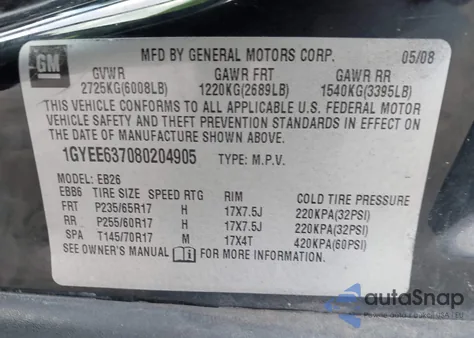 2008 Cadillac Srx V6 z USA, uszkodzony, nr VIN 1GYEE637080204905